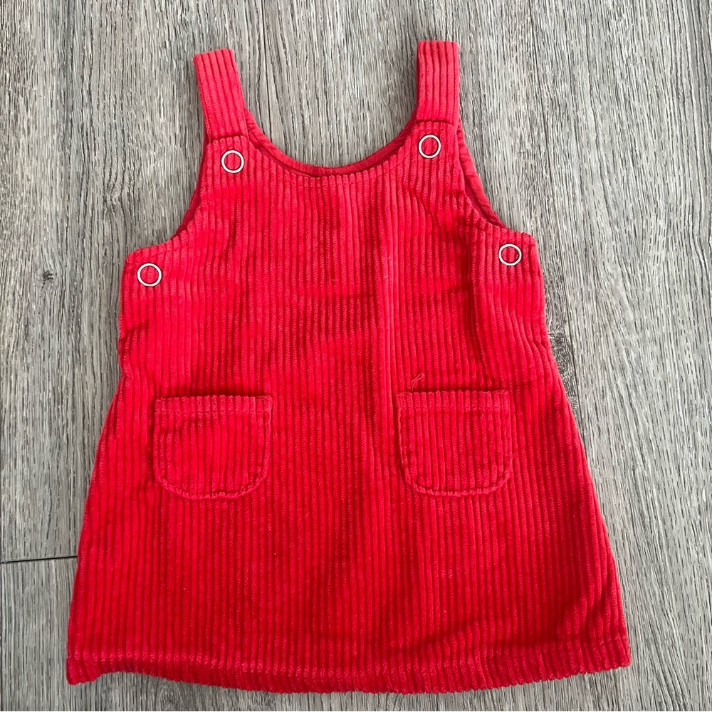 Gymboree Red Corduroy Baby Girl overall Dress 6-12 month
